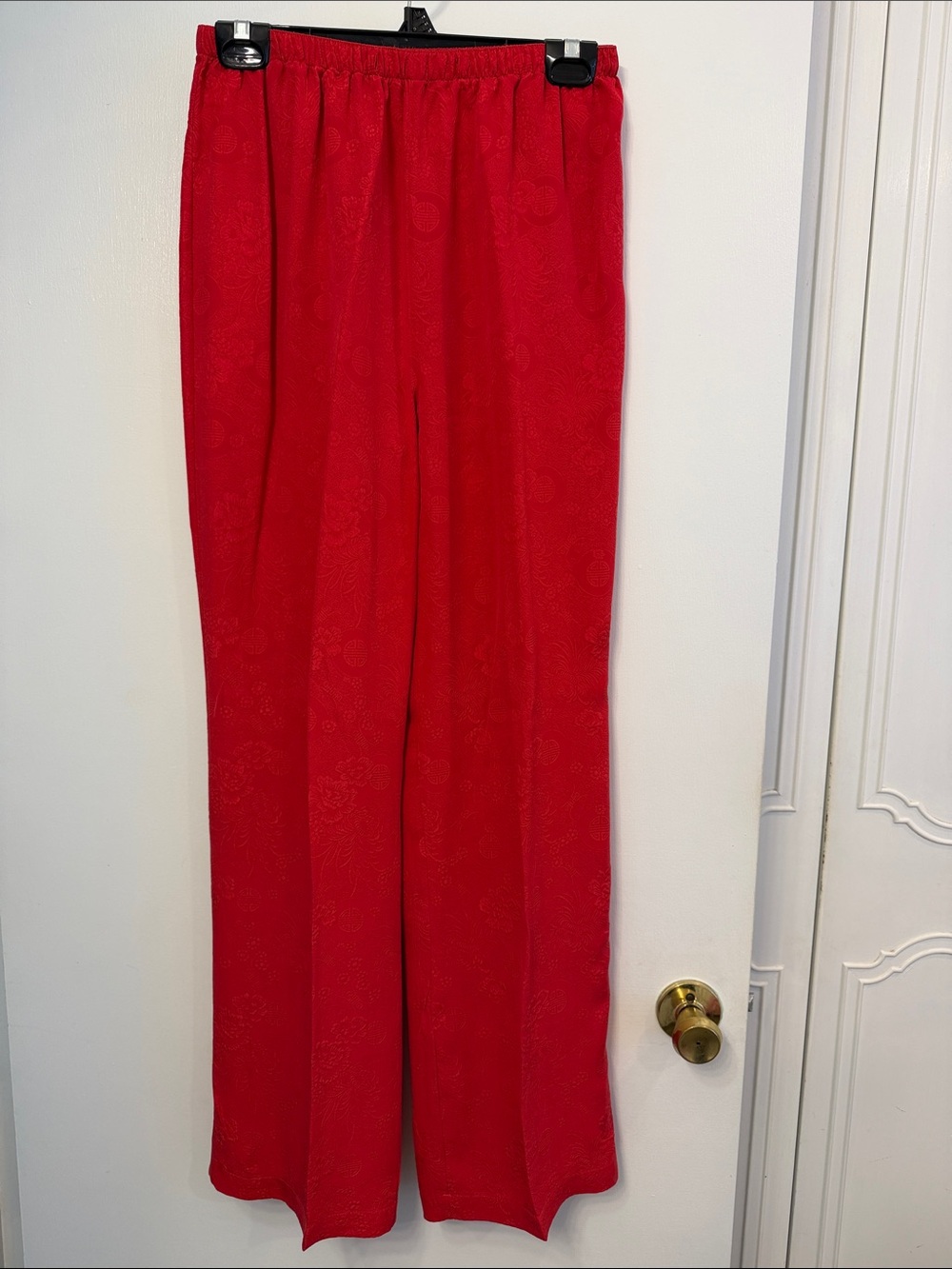 Red Wide-Leg Women’s 100% Silk Pants/Size M